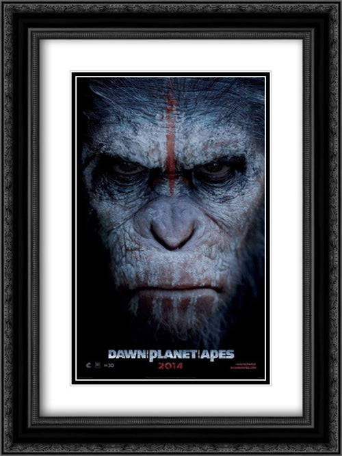 Dawn of the Planet of the Apes 18x24 Black Ornate Wood Framed Movie Poster with Double Matting