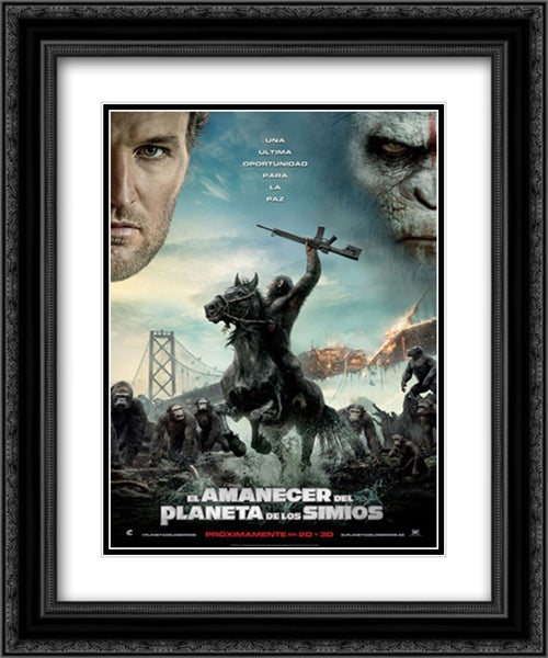 Dawn of the Planet of the Apes 20x24 Black Ornate Wood Framed Movie Poster with Double Matting