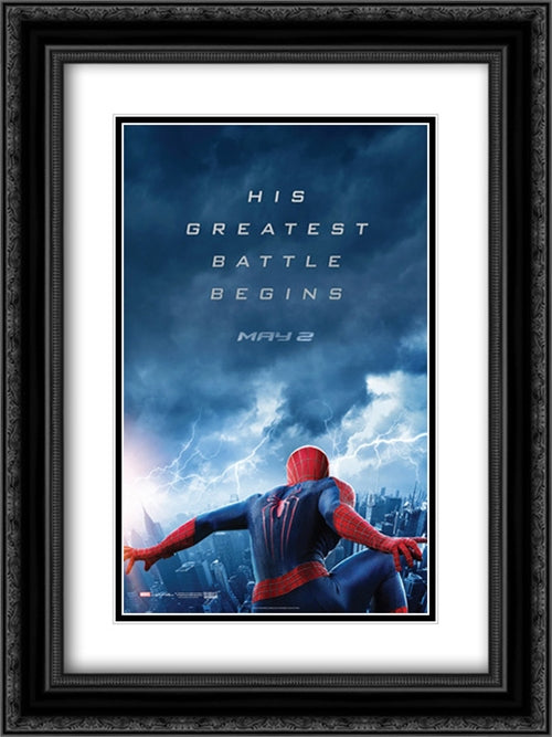 The Amazing Spider-Man 2 18x24 Black Ornate Wood Framed Movie Poster with Double Matting