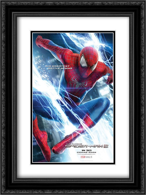The Amazing Spider-Man 2 18x24 Black Ornate Wood Framed Movie Poster with Double Matting