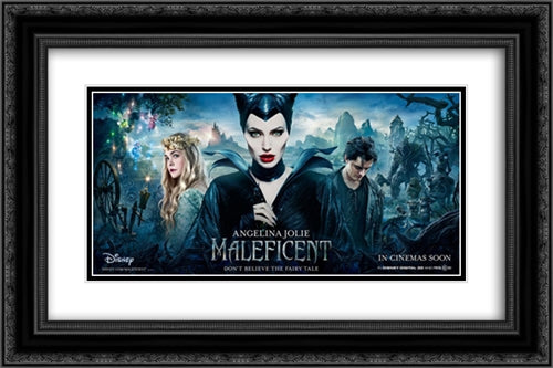 Maleficent 24x16 Black Ornate Wood Framed Movie Poster with Double Matting