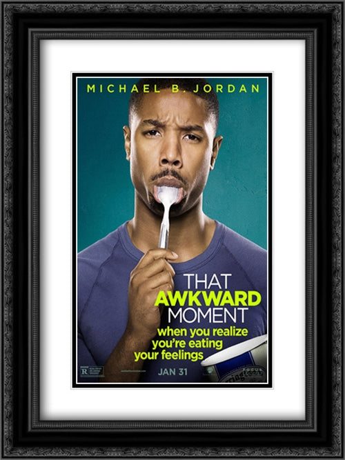 That Awkward Moment 18x24 Black Ornate Wood Framed Movie Poster with Double Matting