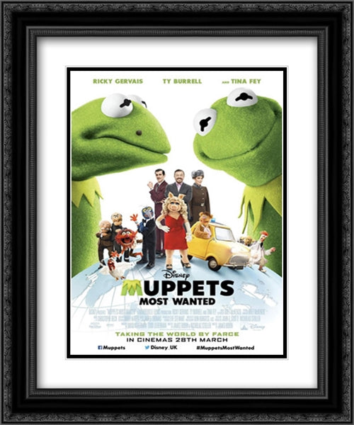 Muppets Most Wanted 20x24 Black Ornate Wood Framed Movie Poster with Double Matting