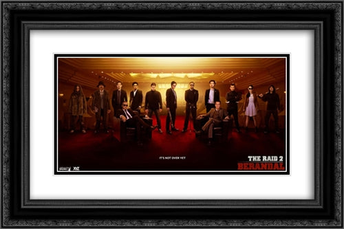 The Raid 2 24x16 Black Ornate Wood Framed Movie Poster with Double Matting