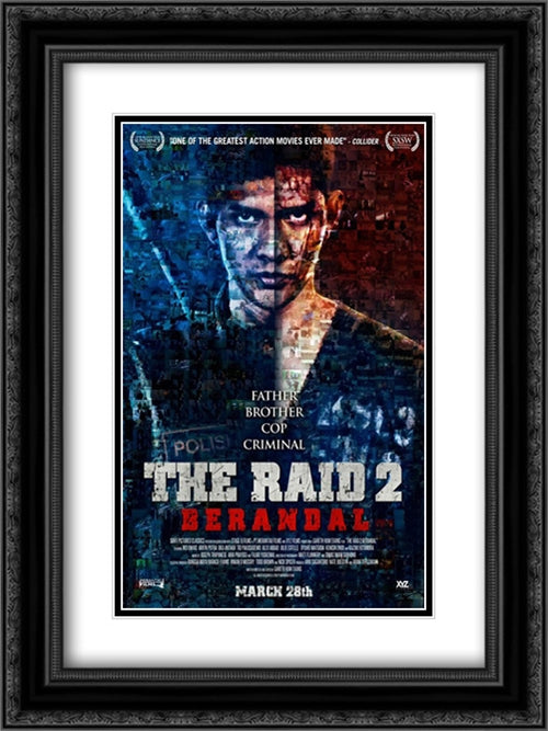 The Raid 2 18x24 Black Ornate Wood Framed Movie Poster with Double Matting