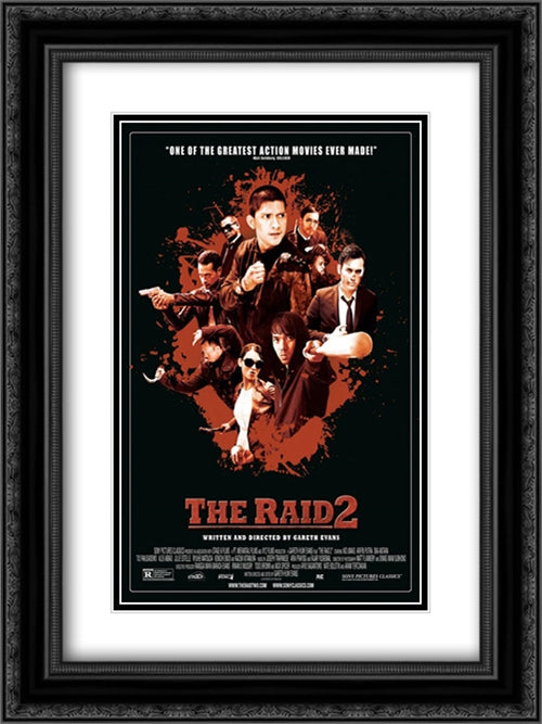 The Raid 2 18x24 Black Ornate Wood Framed Movie Poster with Double Matting