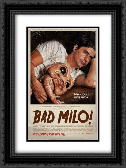 Bad Milo 18x24 Black Ornate Wood Framed Movie Poster with Double Matting