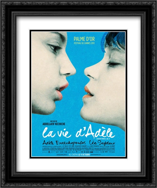 Blue is the Warmest Color 20x24 Black Ornate Wood Framed Movie Poster with Double Matting