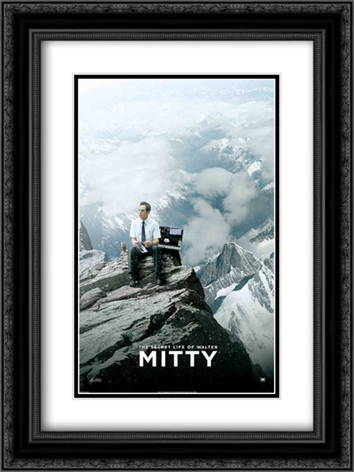 The Secret Life of Walter Mitty 18x24 Black Ornate Wood Framed Movie Poster with Double Matting