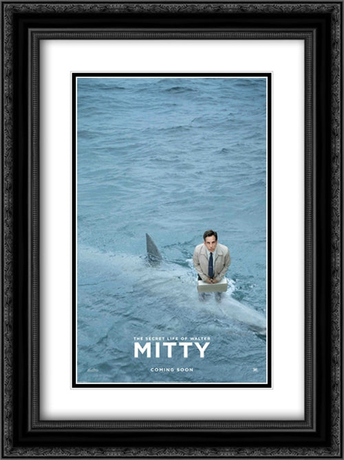 The Secret Life of Walter Mitty 18x24 Black Ornate Wood Framed Movie Poster with Double Matting