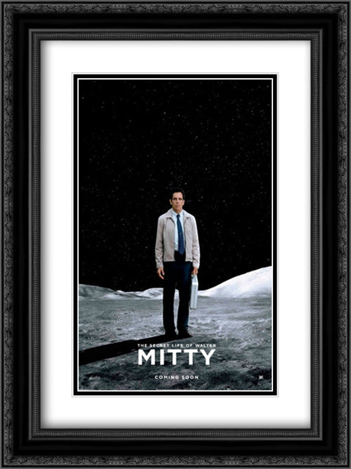 The Secret Life of Walter Mitty 18x24 Black Ornate Wood Framed Movie Poster with Double Matting