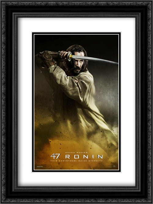 47 Ronin 18x24 Black Ornate Wood Framed Movie Poster with Double Matting