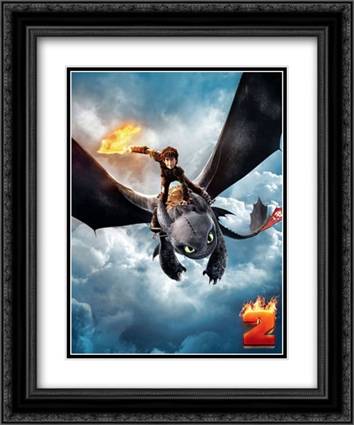 How To Train Your Dragon 2 20x24 Black Ornate Wood Framed Movie Poster with Double Matting