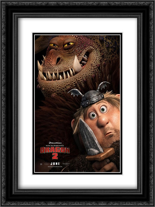 How To Train Your Dragon 2 18x24 Black Ornate Wood Framed Movie Poster with Double Matting