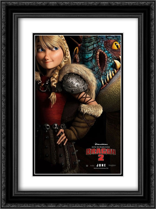 How To Train Your Dragon 2 18x24 Black Ornate Wood Framed Movie Poster with Double Matting