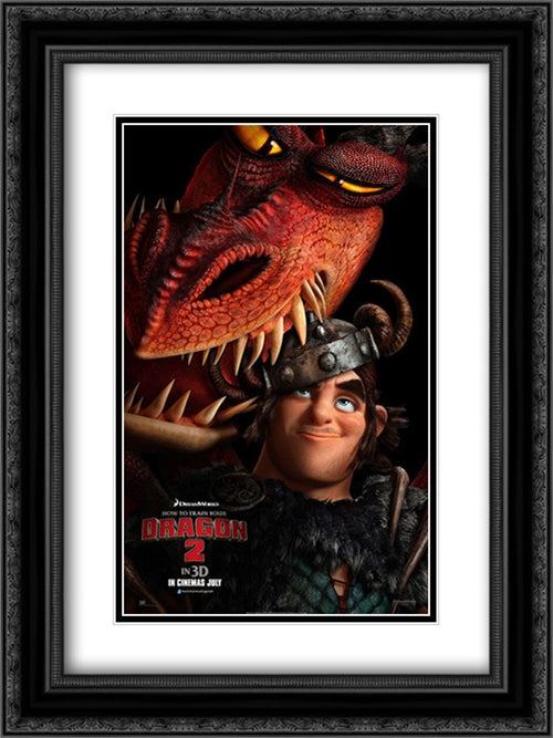 How To Train Your Dragon 2 18x24 Black Ornate Wood Framed Movie Poster with Double Matting
