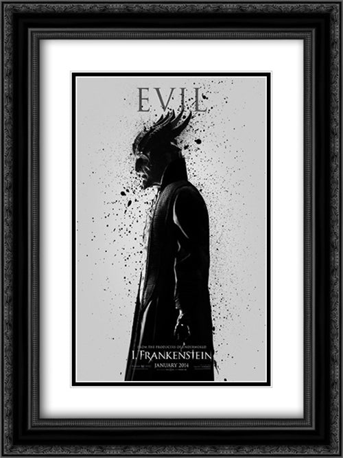 I, Frankenstein 18x24 Black Ornate Wood Framed Movie Poster with Double Matting