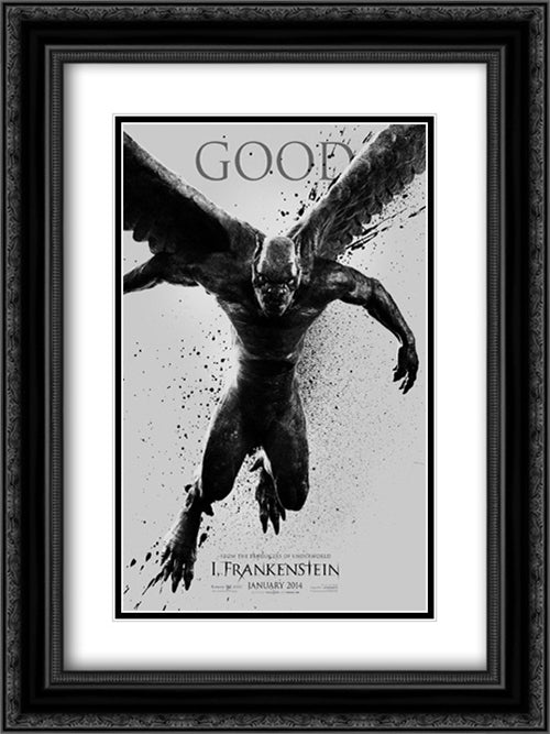 I, Frankenstein 18x24 Black Ornate Wood Framed Movie Poster with Double Matting