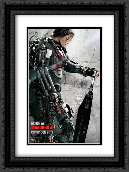 Edge of Tomorrow 18x24 Black Ornate Wood Framed Movie Poster with Double Matting