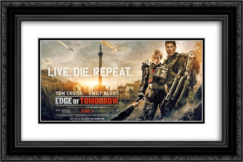 Edge of Tomorrow 24x16 Black Ornate Wood Framed Movie Poster with Double Matting