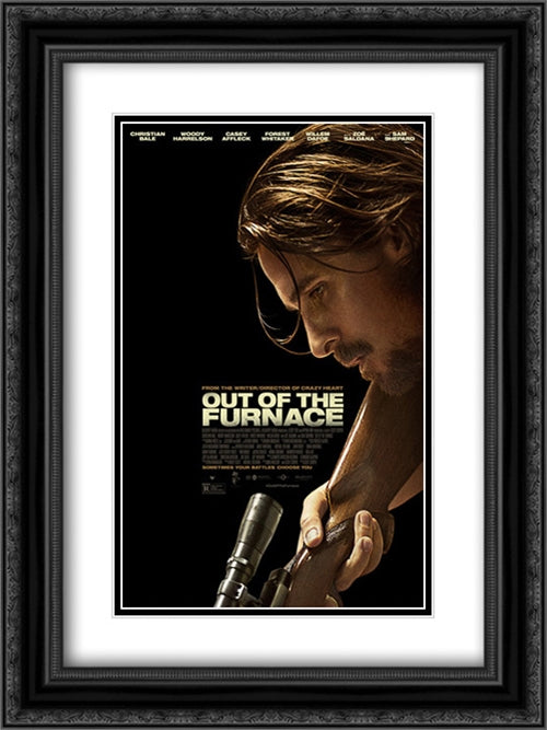 Out of the Furnace 18x24 Black Ornate Wood Framed Movie Poster with Double Matting