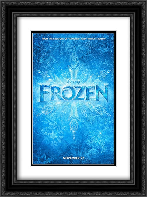 Frozen 18x24 Black Ornate Wood Framed Movie Poster with Double Matting