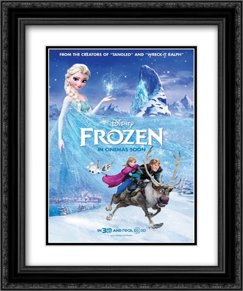 Frozen 20x24 Black Ornate Wood Framed Movie Poster with Double Matting