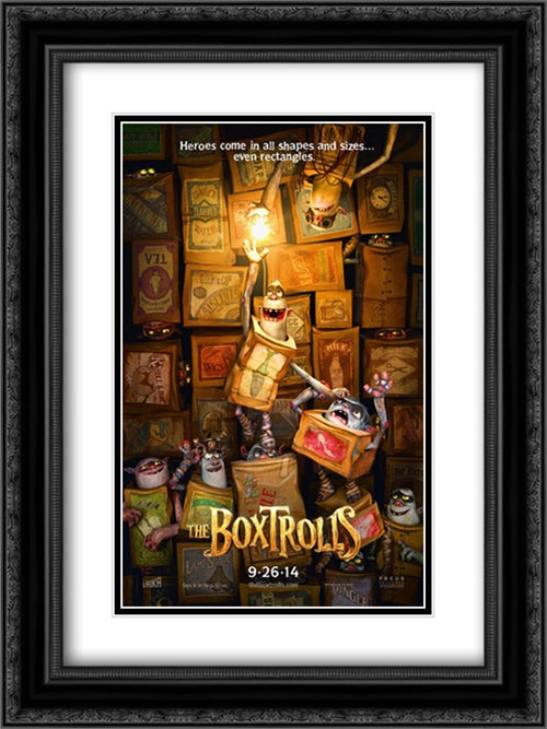 The Boxtrolls 18x24 Black Ornate Wood Framed Movie Poster with Double Matting