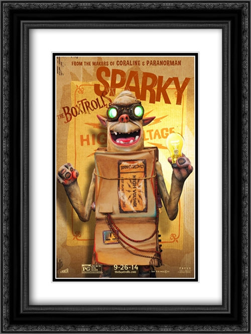 The Boxtrolls 18x24 Black Ornate Wood Framed Movie Poster with Double Matting