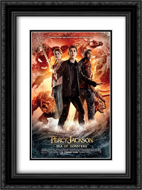 Percy Jackson: Sea of Monsters 18x24 Black Ornate Wood Framed Movie Poster with Double Matting