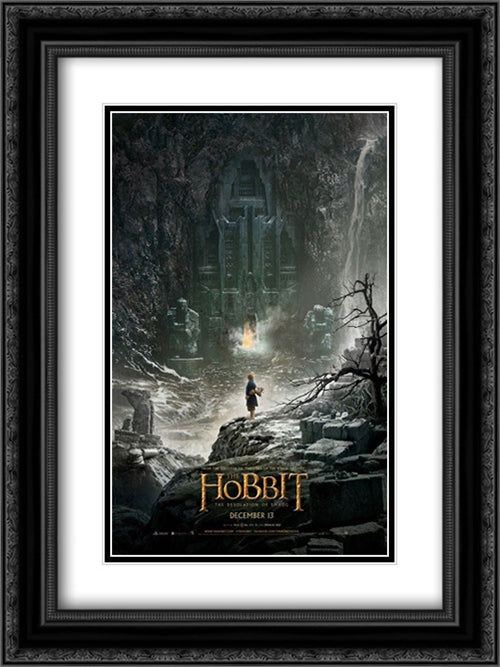 The Hobbit: The Desolation of Smaug 18x24 Black Ornate Wood Framed Movie Poster with Double Matting