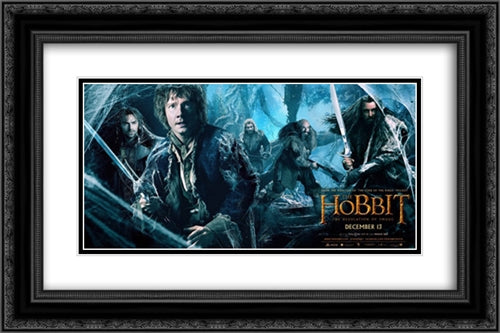 The Hobbit: The Desolation of Smaug 24x16 Black Ornate Wood Framed Movie Poster with Double Matting