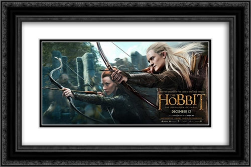 The Hobbit: The Desolation of Smaug 24x16 Black Ornate Wood Framed Movie Poster with Double Matting