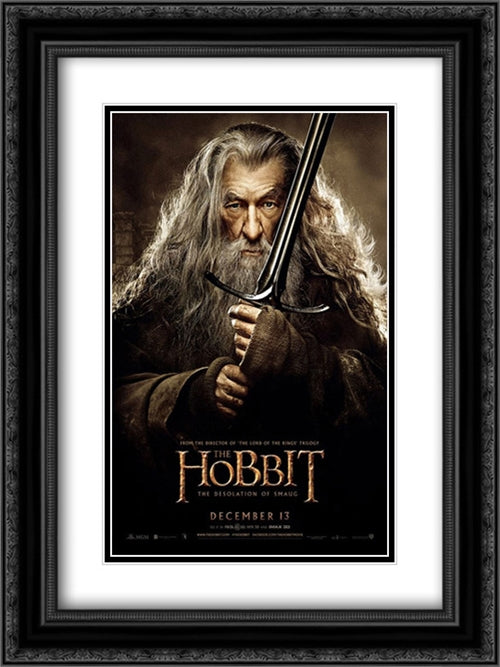 The Hobbit: The Desolation of Smaug 18x24 Black Ornate Wood Framed Movie Poster with Double Matting