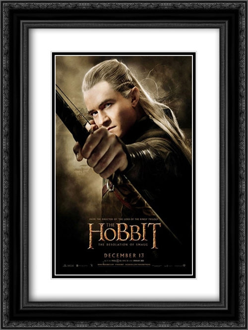 The Hobbit: The Desolation of Smaug 18x24 Black Ornate Wood Framed Movie Poster with Double Matting