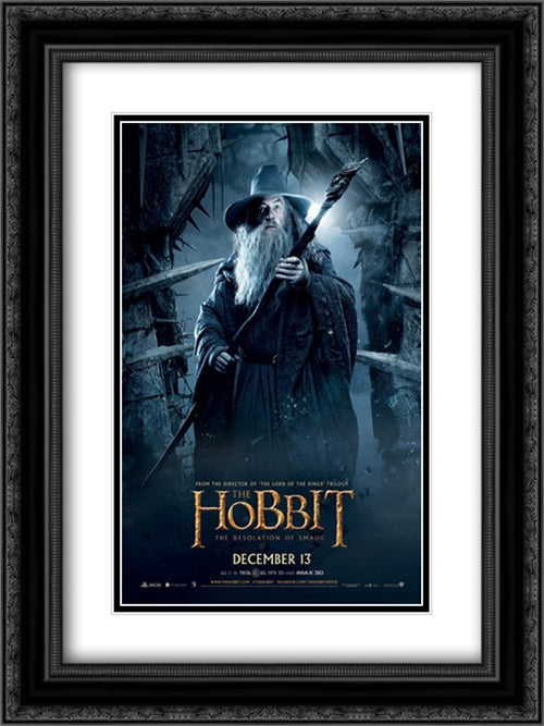 The Hobbit: The Desolation of Smaug 18x24 Black Ornate Wood Framed Movie Poster with Double Matting
