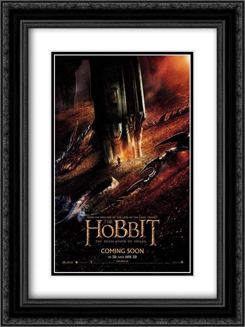 The Hobbit: The Desolation of Smaug 18x24 Black Ornate Wood Framed Movie Poster with Double Matting