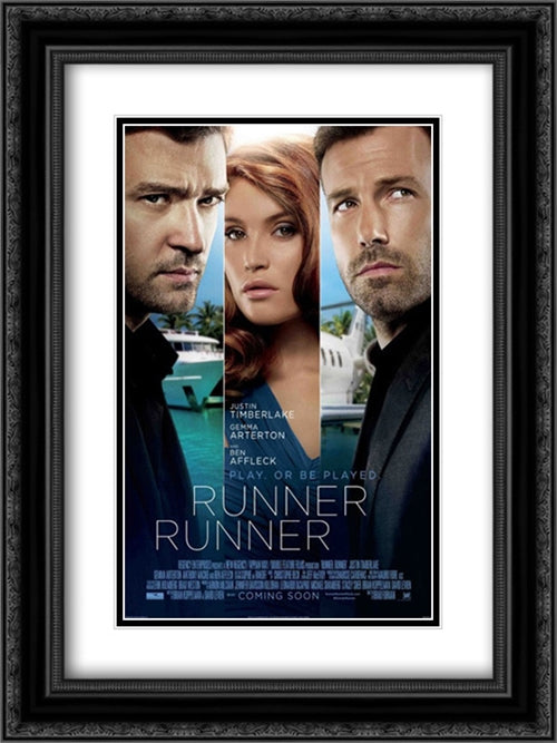 Runner Runner 18x24 Black Ornate Wood Framed Movie Poster with Double Matting