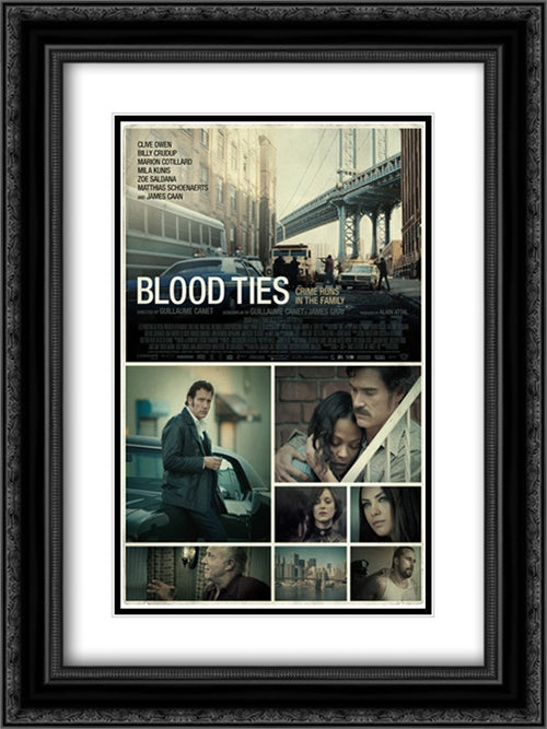 Blood Ties 18x24 Black Ornate Wood Framed Movie Poster with Double Matting
