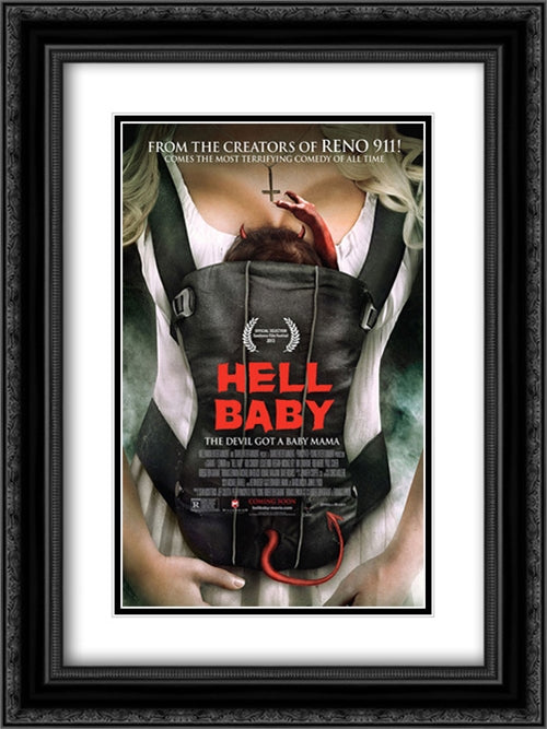 Hell Baby 18x24 Black Ornate Wood Framed Movie Poster with Double Matting