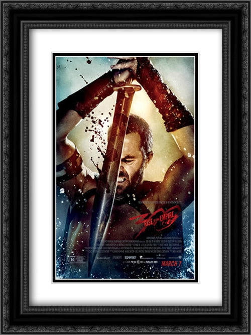300: Rise of an Empire 18x24 Black Ornate Wood Framed Movie Poster with Double Matting