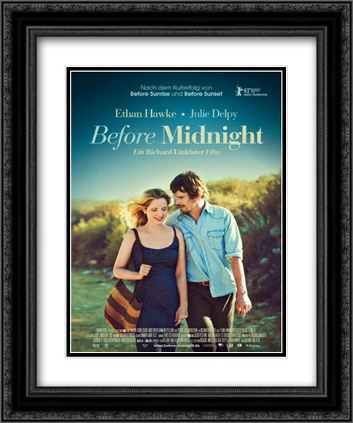 Before Midnight 20x24 Black Ornate Wood Framed Movie Poster with Double Matting