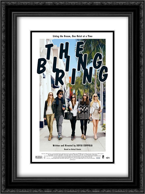 The Bling Ring 18x24 Black Ornate Wood Framed Movie Poster with Double Matting