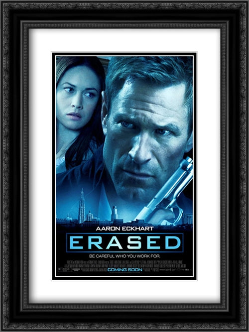 Erased 18x24 Black Ornate Wood Framed Movie Poster with Double Matting