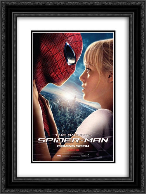 The Amazing Spider-Man 18x24 Black Ornate Wood Framed Movie Poster with Double Matting