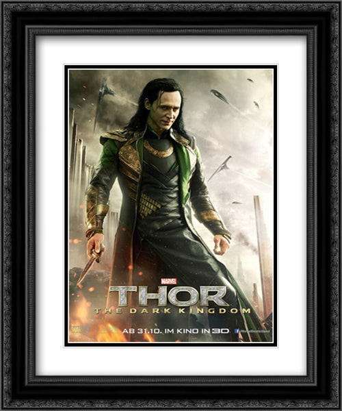 Thor: The Dark World 20x24 Black Ornate Wood Framed Movie Poster with Double Matting
