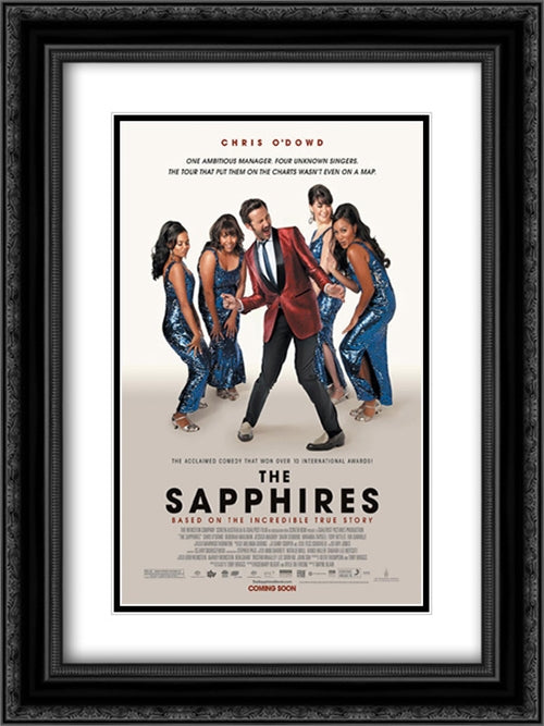 The Sapphires 18x24 Black Ornate Wood Framed Movie Poster with Double Matting