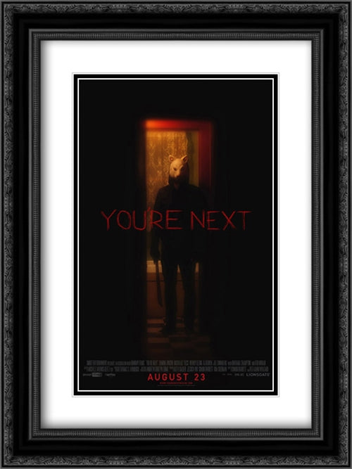 You're Next 18x24 Black Ornate Wood Framed Movie Poster with Double Matting