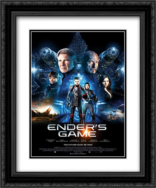 Ender's Game 20x24 Black Ornate Wood Framed Movie Poster with Double Matting