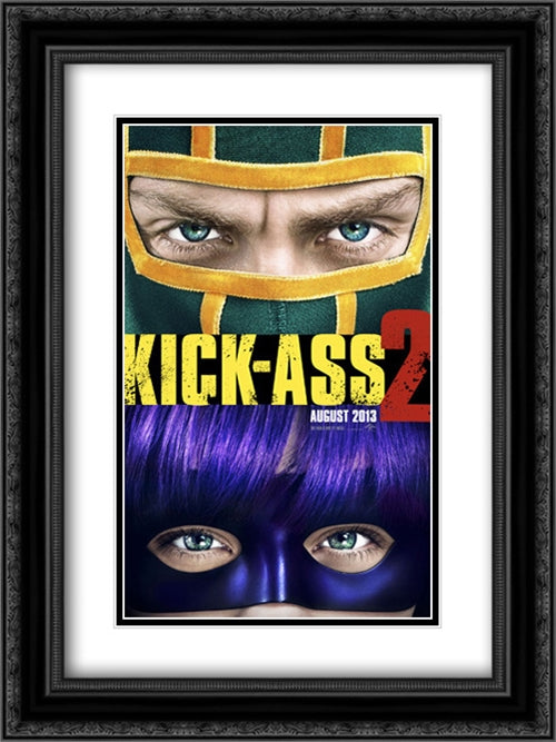 Kick-Ass 2 18x24 Black Ornate Wood Framed Movie Poster with Double Matting